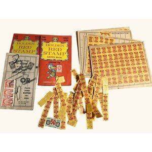 Vintage Holden Red Stamp Saver Books and Top Value Stamp Savings Books